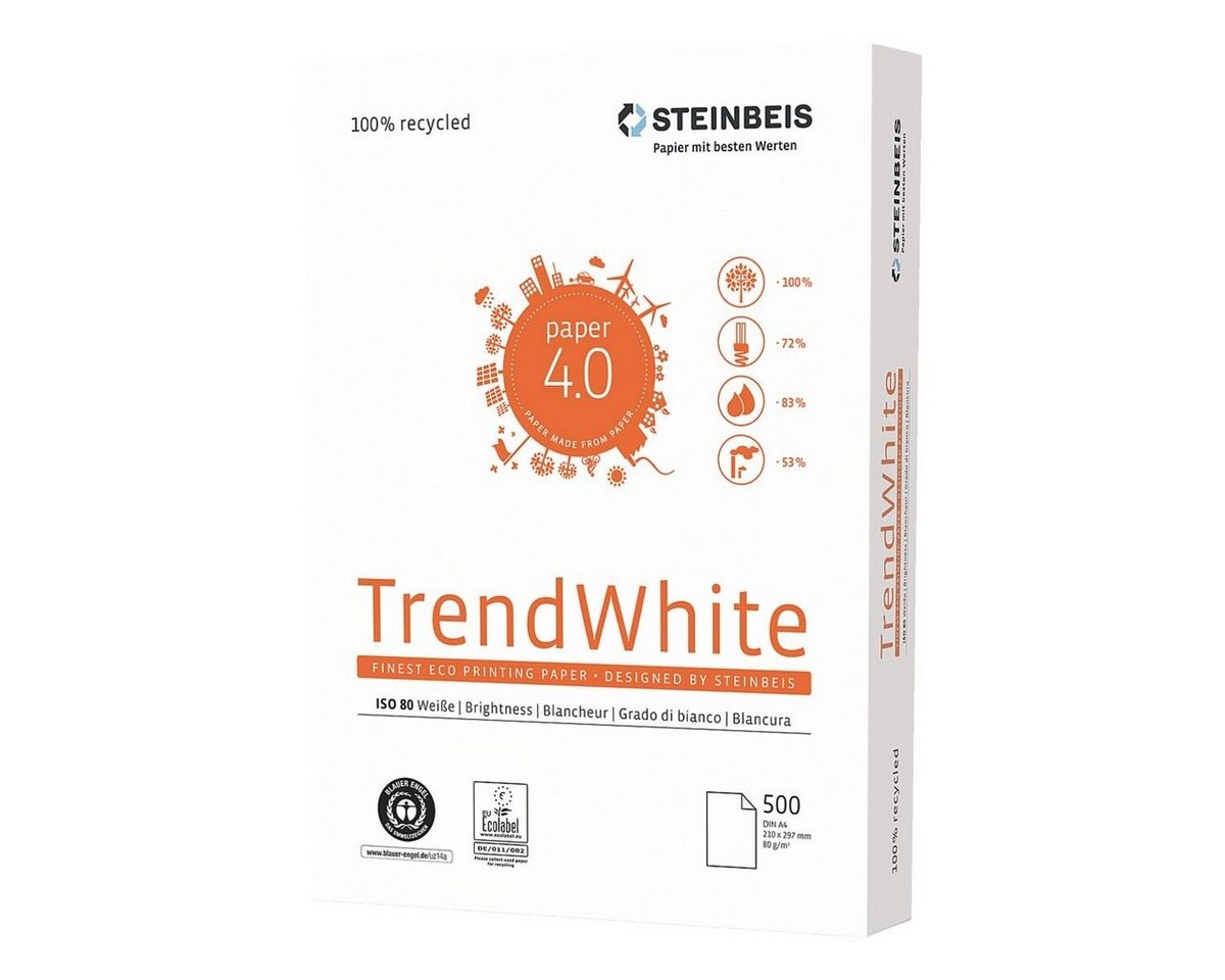 STEINBEIS Recyclingpapier Trend White, Format DIN A4, 80 g/m², 80 CIE, 500 Blatt Bild 2
