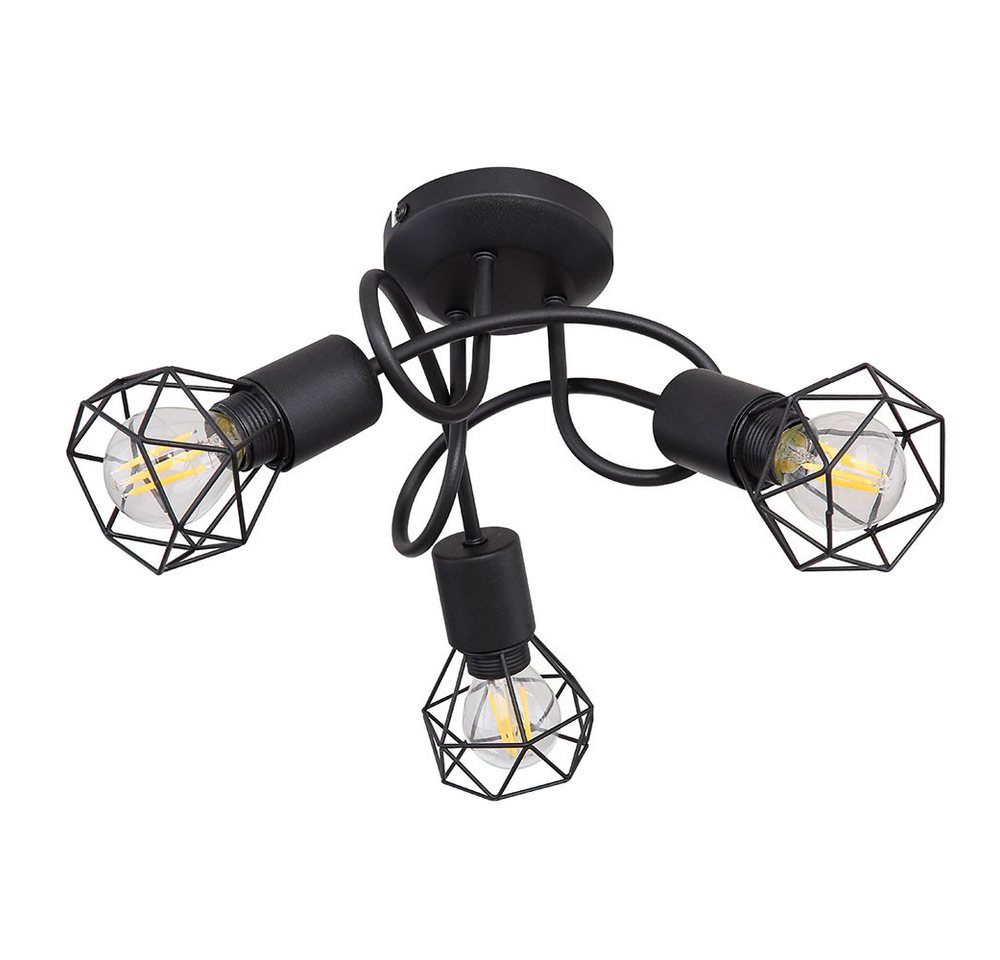 GLOBO LIGHTING LED Deckenleuchte, Leuchtmittel inklusive, Warmweiß, Decken Strahler Retro Käfig Lampe schwarz Wohn Zimmer Spot Leuchte- Bild 2