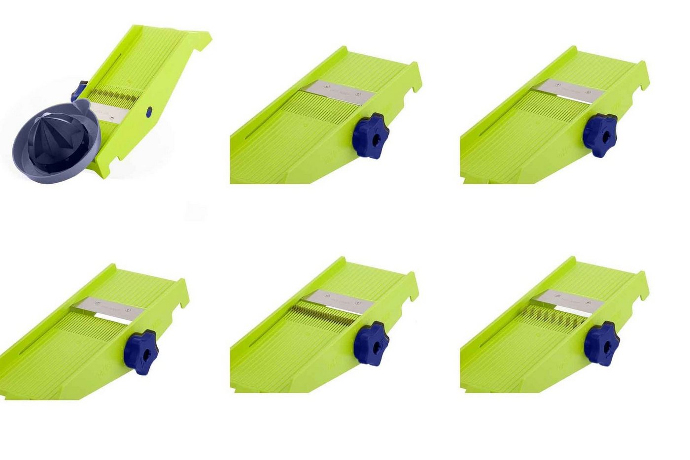 TNS 2000 Gemüsehobel TNS 2000 All in ONE Gemüsehobel Küchenhobel Gemüsereibe Kiwi mit Blau, Kunststoff, (Hobel mit Restehalter, 2-St)