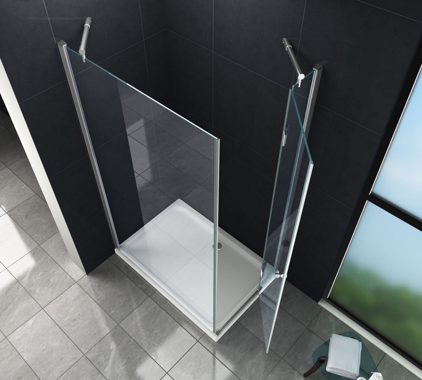Home Systeme Eckdusche SIDE Duschkabine Dusche Duschwand Duschabtrennung Duschtür Glas ESG, BxT: 120x80 cm