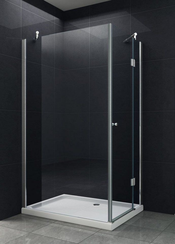 Home Systeme Eckdusche SIDE Duschkabine Dusche Duschwand Duschabtrennung Duschtür Glas ESG, BxT: 120x80 cm Bild 2