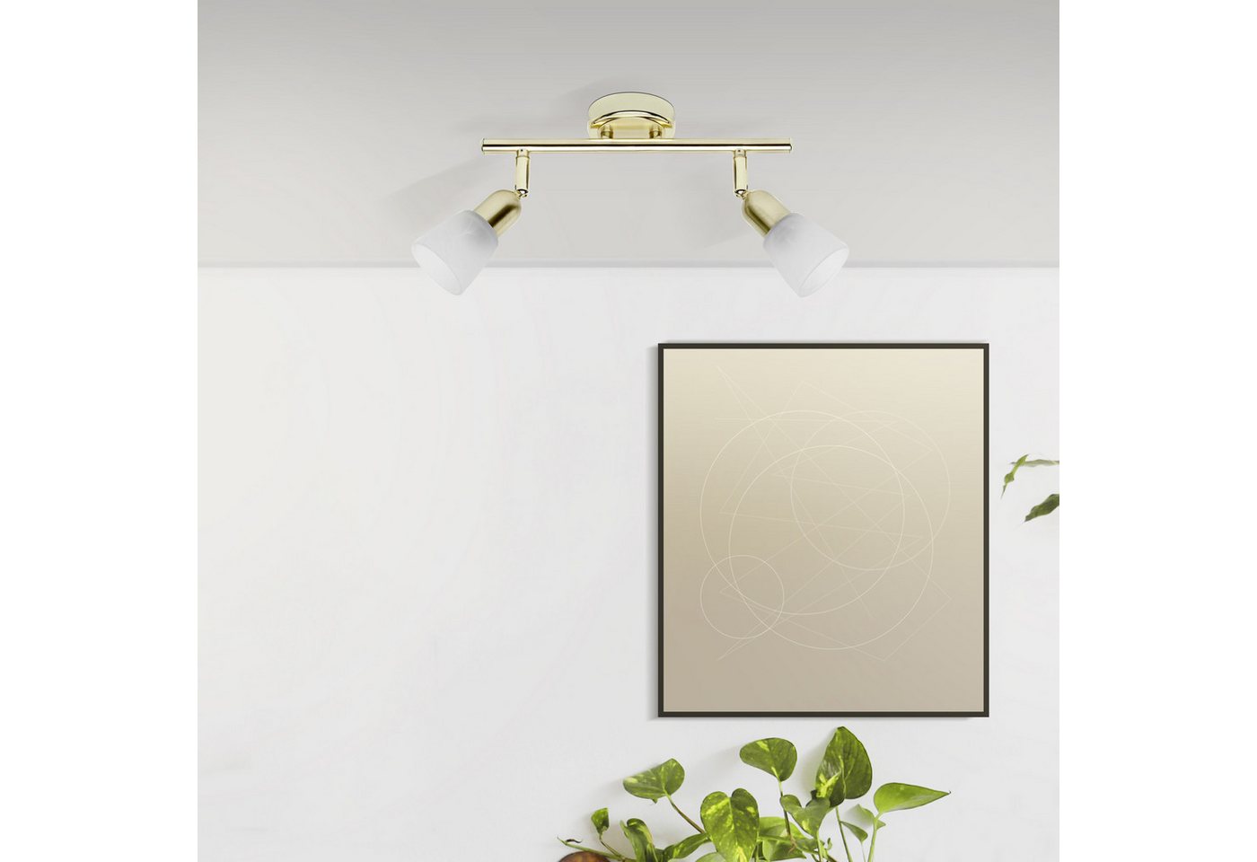 Lightbox Deckenstrahler, ohne Leuchtmittel, Spotrohr, schwenkbar, 10 x 33 x 22 cm, E14, max. 40 W, Messingfraben Bild 2