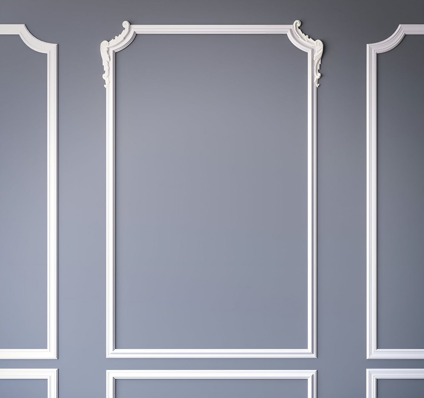 marbet design Zierleiste, 10 Meter / 5 Leisten, Wandvertäfelung Styropor weiß - Segmentierte Wanddekoration XPS Stuck Dekor Kunststoff - Eckleiste Wandvertäfelung Wandprofil Flachprofile stilvolle Akzente (E-19 40x21 mm, 10 Meter)