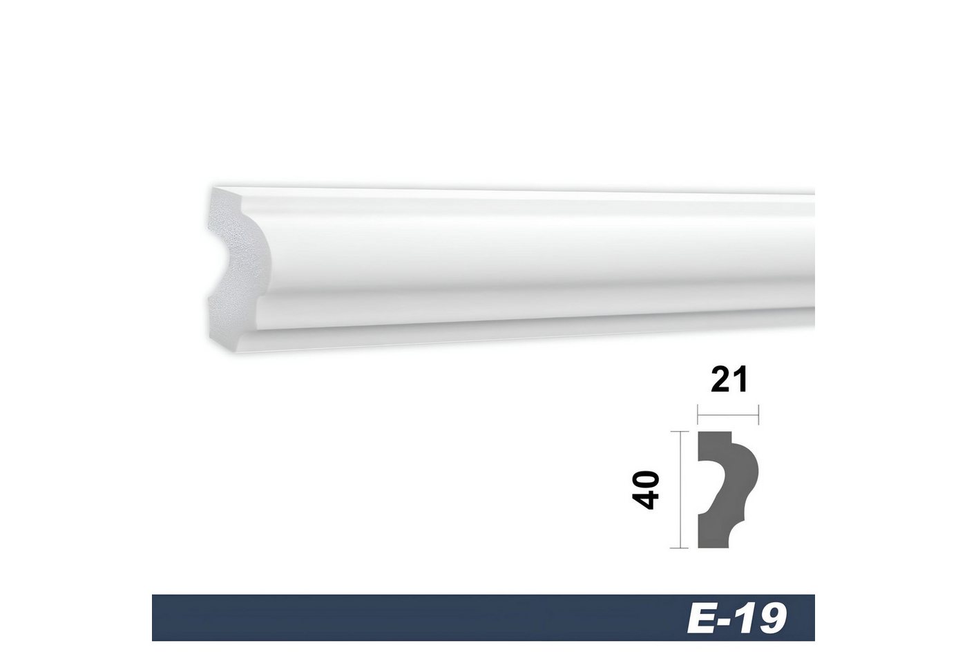 marbet design Zierleiste, 10 Meter / 5 Leisten, Wandvertäfelung Styropor weiß - Segmentierte Wanddekoration XPS Stuck Dekor Kunststoff - Eckleiste Wandvertäfelung Wandprofil Flachprofile stilvolle Akzente (E-19 40x21 mm, 10 Meter) Bild 5