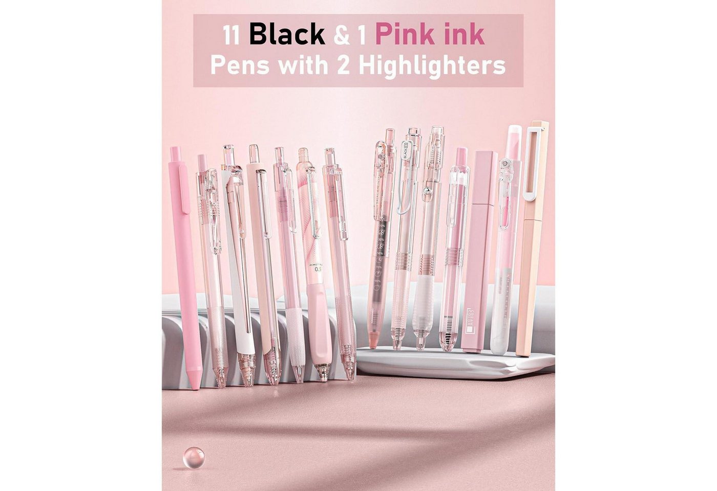 Four Candies Gelschreiber Gel-Tintenstift-Set 14-teilig Etui Notizen 0,5 mm feine Spitze Bild 4