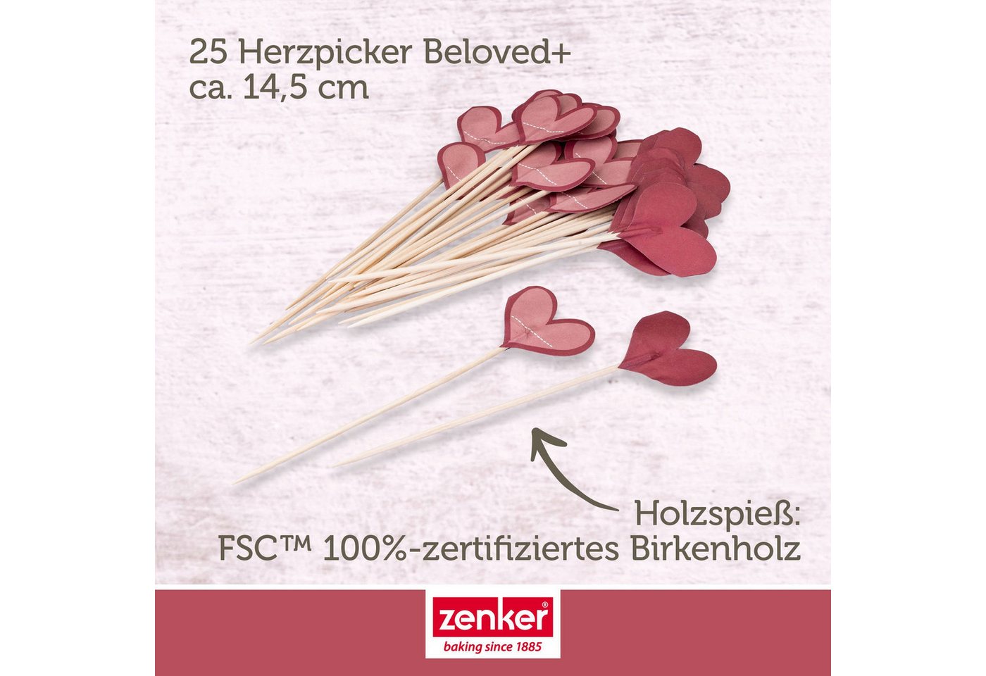 Zenker Partyspieße Herzpicker, Deko-Spieße, Party-Picker, Kuchendeko, Häppchen-Dekor