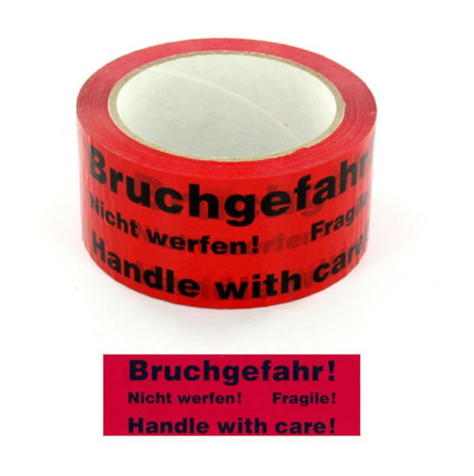 WBV - Westdeutscher Bindegarn-Vertrieb Eselgrimm GmbH & Co. KG Klebeband Paketband Packband Warnband Bruchgefahr 66m x 50mm