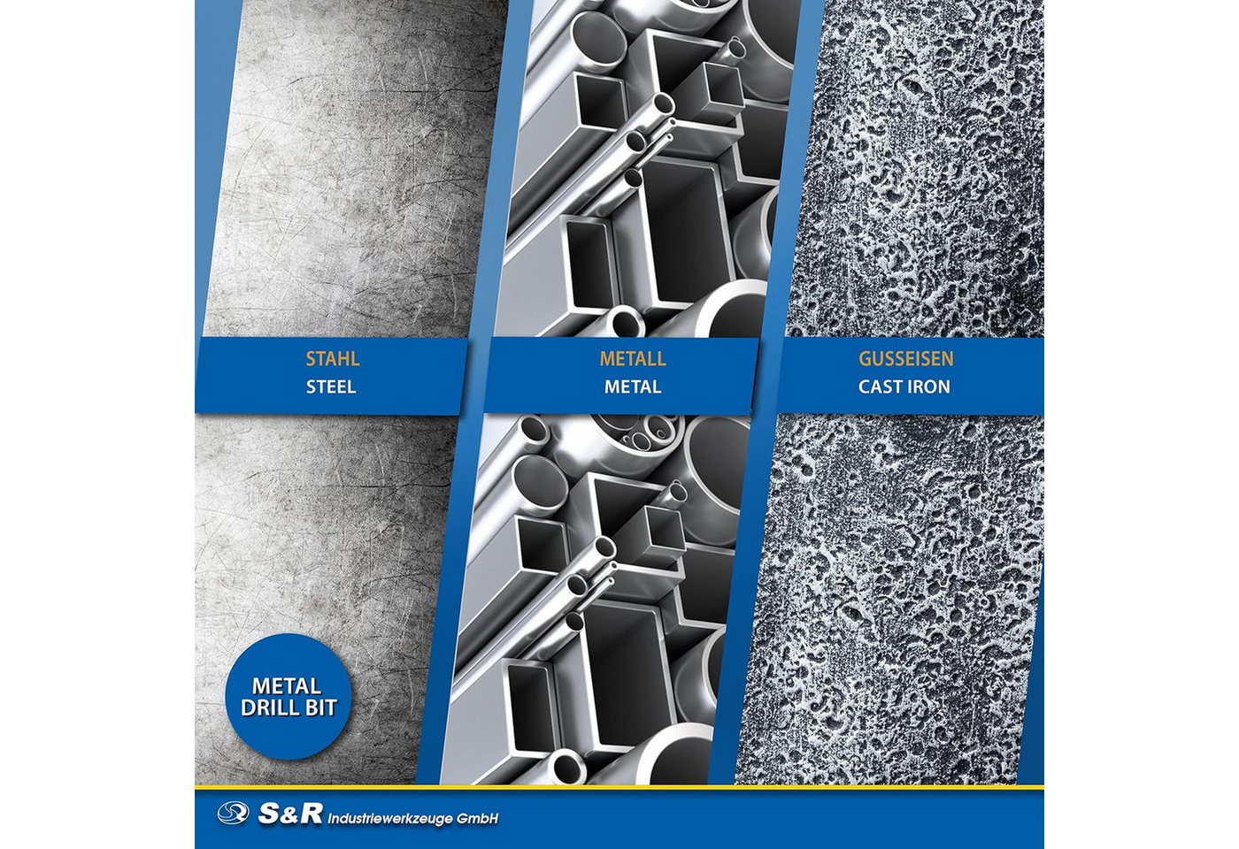 S&R Metallbohrer -Set, 118° Spitzenwinkel, GM-Serie, HSS-Stahl, Industrie-Qualität, (Set, 25 teilig, ø 1-13 mm), extra hohe Standzeit, DIN 338, geschliffen, Stahlbohrer-Satz 25 Stück Bild 2