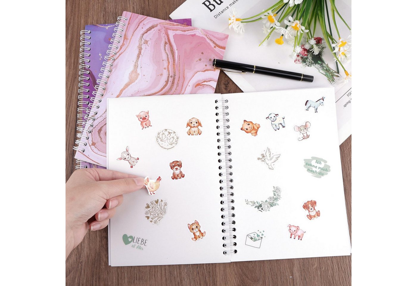 FOUORTUNATE-BEE Notizbuch 3 Stück Spiralnotizbuch Blank Sticker Sammelbücher 96 Blätter A5, Stickeralbum Leer Zum Sammeln Aufkleber Sammelalbum Bild 2