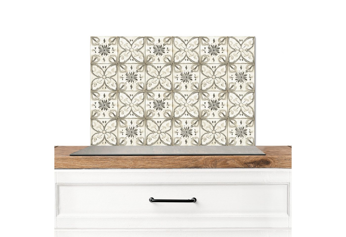 KitchenYeah Küchenrückwand Antik - Fliese - Beige, (1-tlg), Spritzschutz Küche, Küchendeko, 60x40 cm