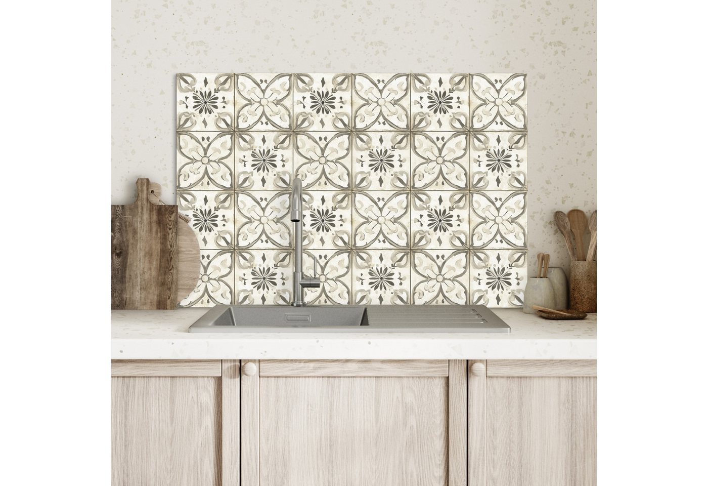 KitchenYeah Küchenrückwand Antik - Fliese - Beige, (1-tlg), Spritzschutz Küche, Küchendeko, 60x40 cm Bild 5