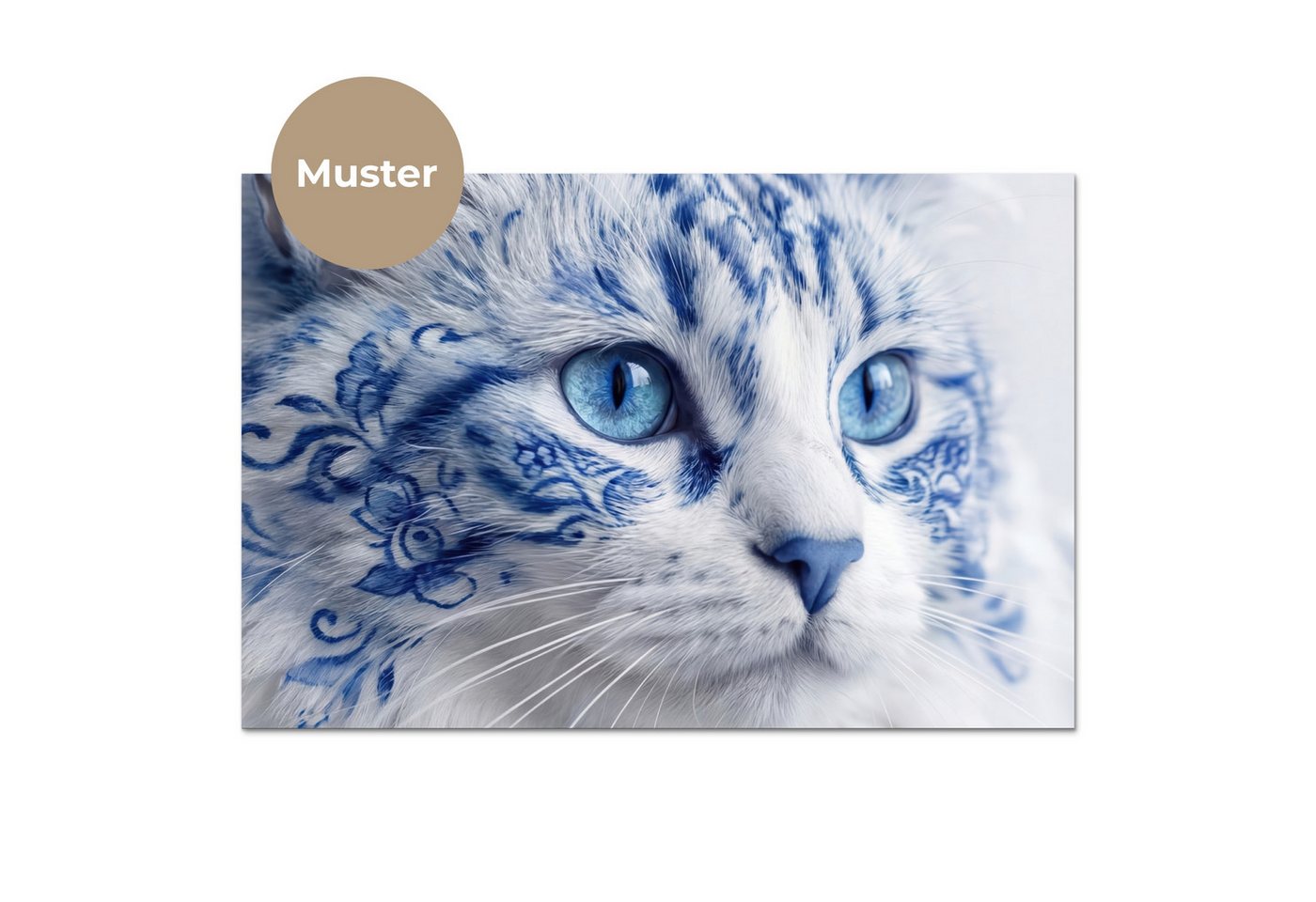 KitchenYeah Küchenrückwand Muster selbstklebend (keine Folie) Katze - Muster - Blau, (1-tlg), Spritzschutz, Küche, Rückwand, Küchenwand, Küchenfront, 30x20 cm Bild 3