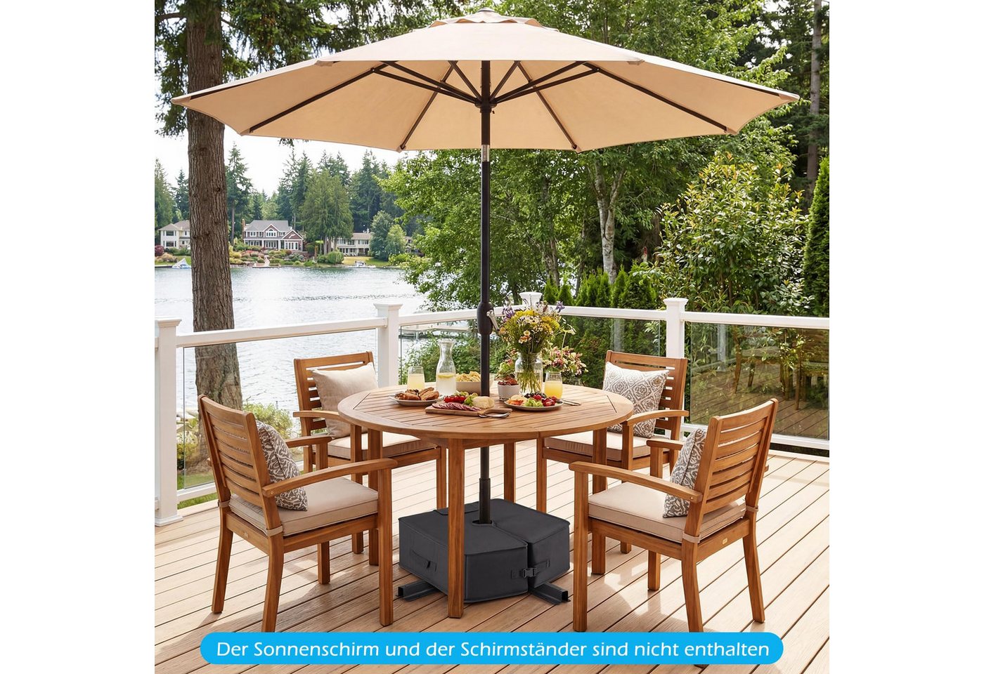 COSTWAY Schirmhalter Outdoor Sonnenschirmständer 40 kg befüllbar mit Sand Bild 2
