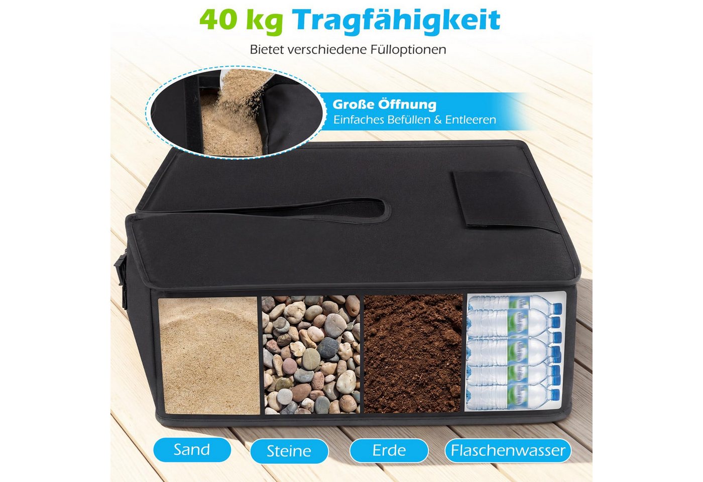 COSTWAY Schirmhalter Outdoor Sonnenschirmständer 40 kg befüllbar mit Sand Bild 4