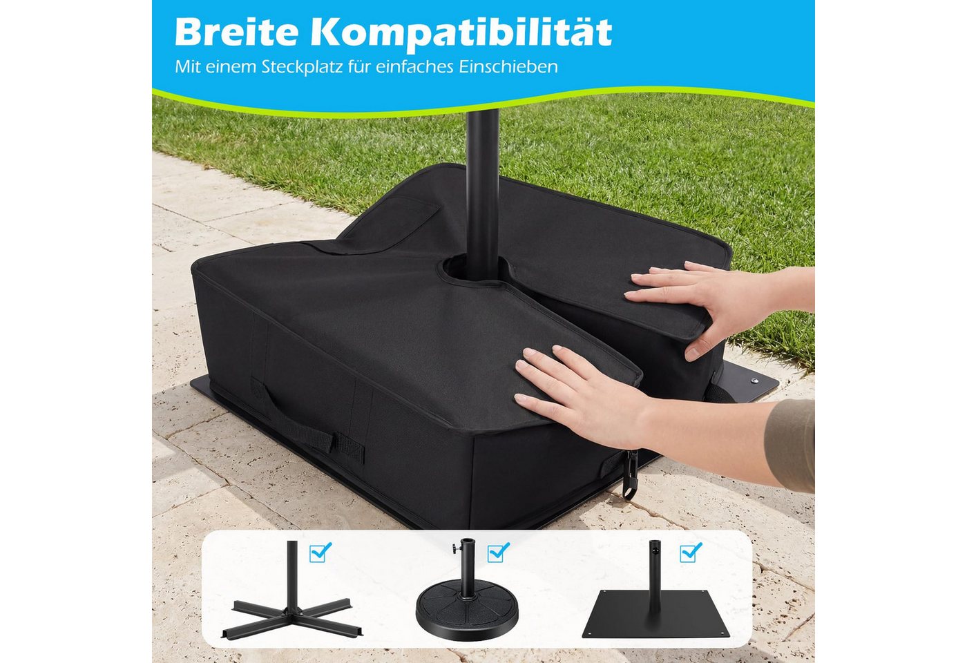 COSTWAY Schirmhalter Outdoor Sonnenschirmständer 40 kg befüllbar mit Sand Bild 5