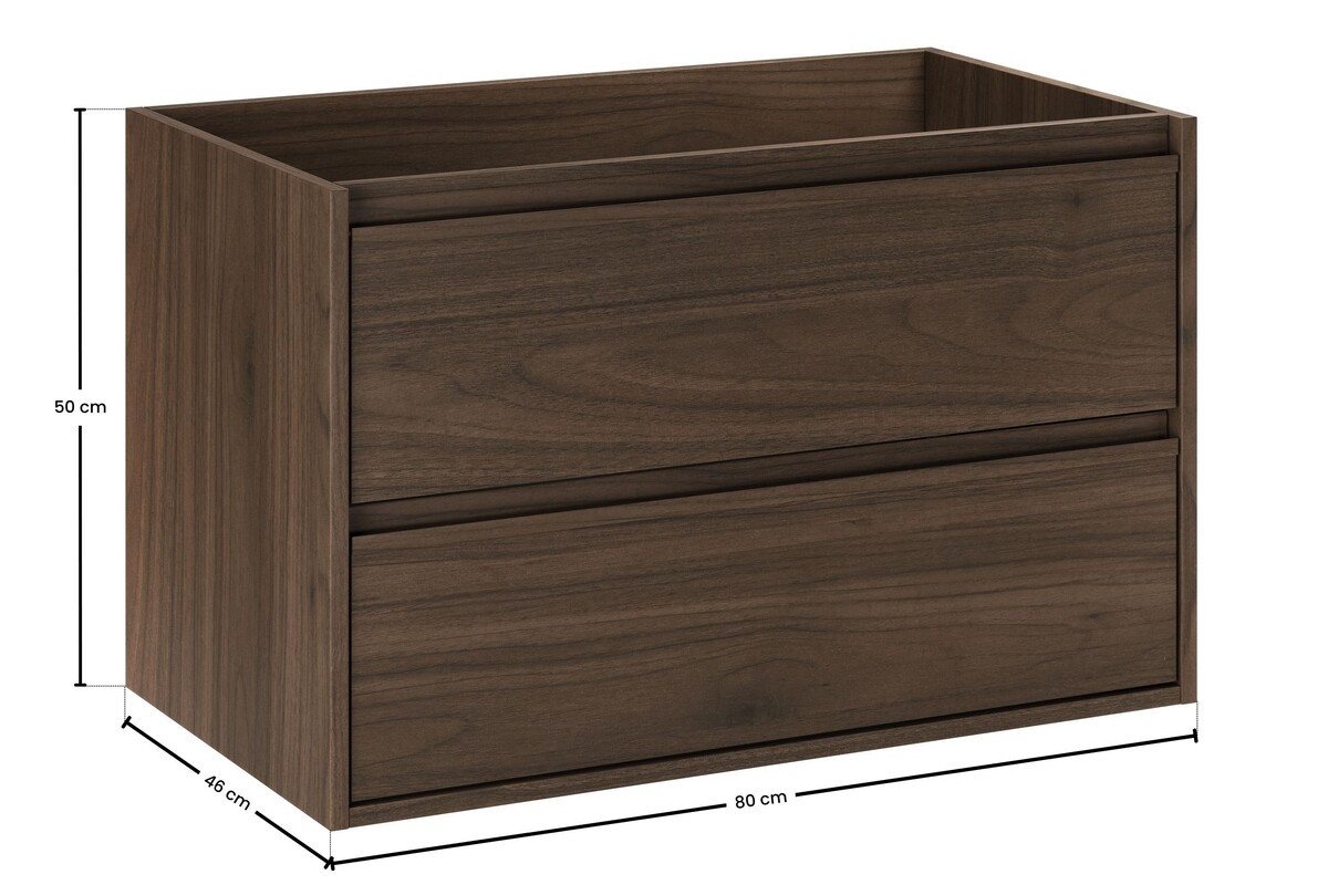 einfachgutemoebel Waschtisch-Set Waschplatz VANDA VILLA 80cm Schubfach, ohne Oberplatte, walnuss, (Badmöbel Set, 1-St., Waschtisch Unterschrank) Bild 2