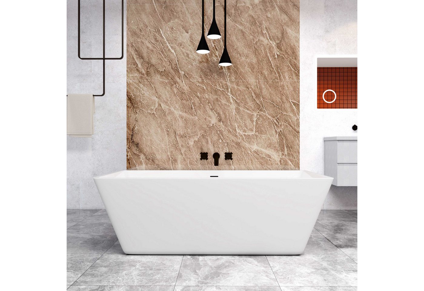 duschspa Badewanne Badewanne Rechteck Modern, weiß, Acrylbadewanne 150x72, (Set) Bild 2