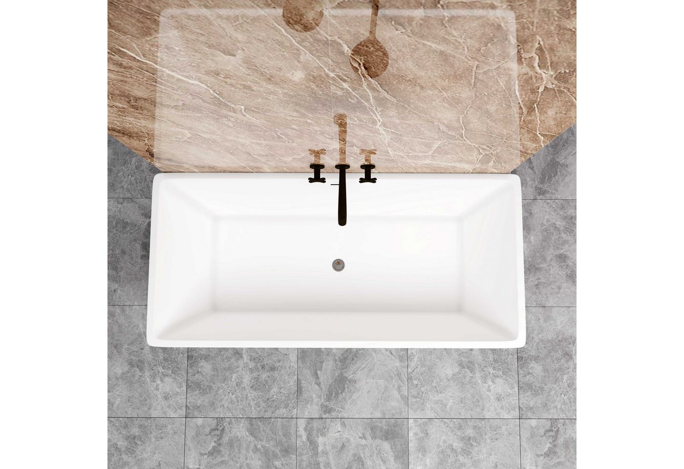 duschspa Badewanne Badewanne Rechteck Modern, weiß, Acrylbadewanne 150x72, (Set) Bild 4