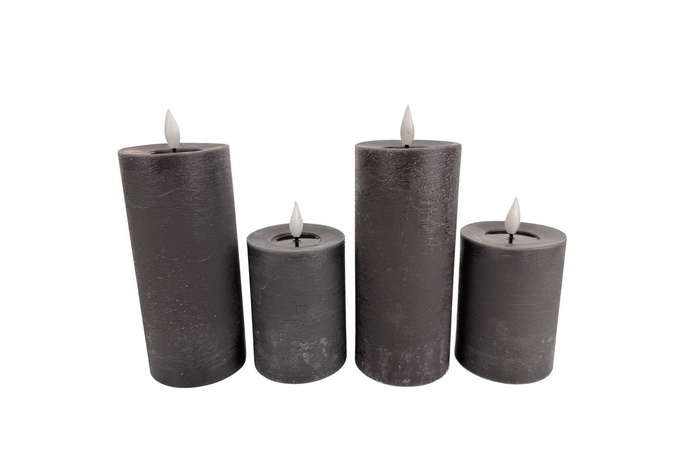 Online-Fuchs LED-Kerze 4 LED Kerzen aus Echtwachs mit Timer - Schwarz, Anthrazit, realistische Kerzenflamme mit spiegelnder Wachsschicht, warmweiße LEDs, täuschend echte LED-Flammenoptik - 542 Bild 2