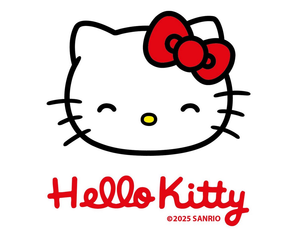 Spreadshirt Aufkleber Hello Kitty Lächelnd Mit Schriftzug Sticker Aufkleber