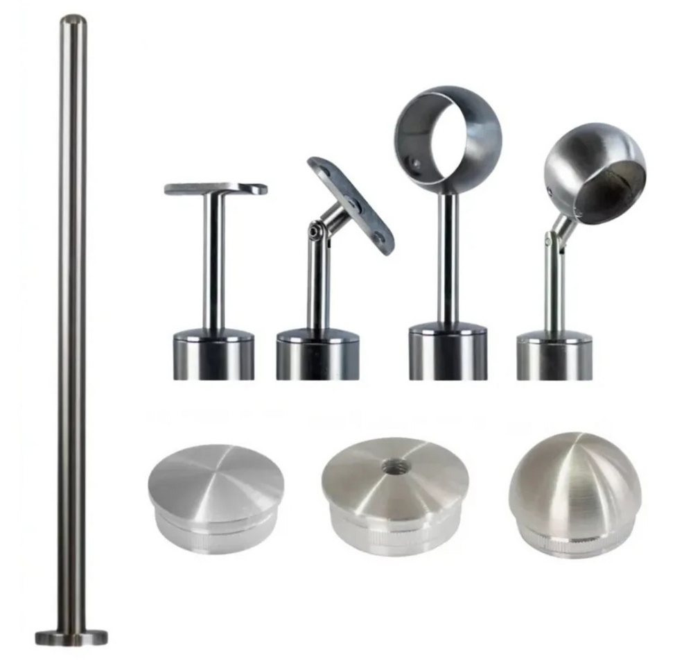StahlFux Zaunpfosten Premium-Edelstahlpfosten mit M8-Gewinde, (Spar-Set, 1-St., für Glashalter und Blechklemmen), für Glasgeländer, Blechfüllungen oder Sichtschutzelemente Bild 3