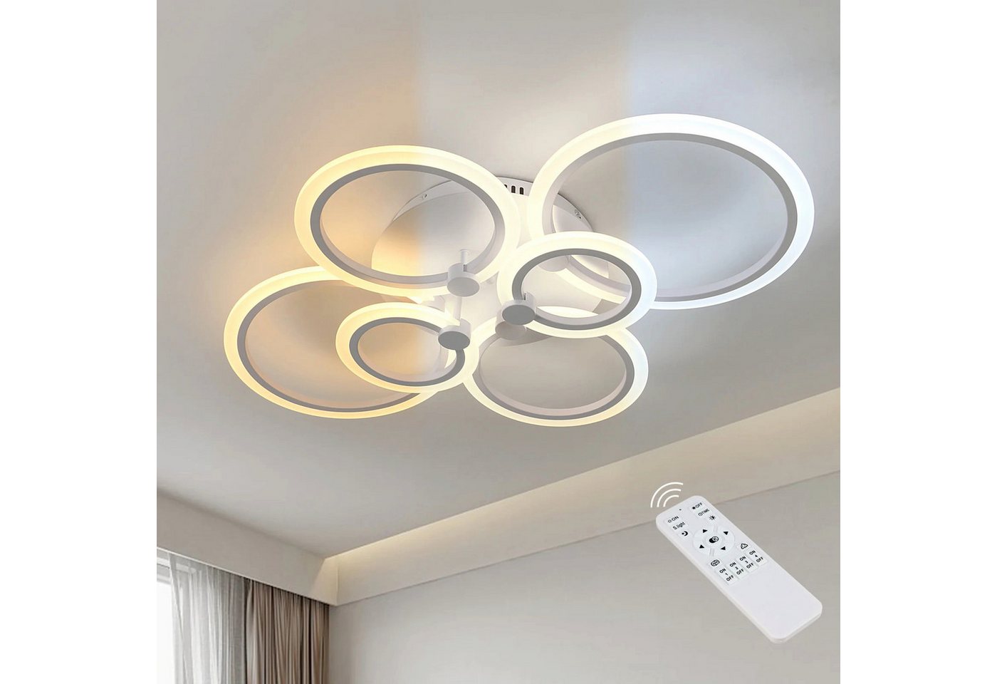 Riserva LED Deckenleuchte LED Deckenleuchte Weiß 76W Stufenlos Dimmbar mit Fernbedienung Bild 2