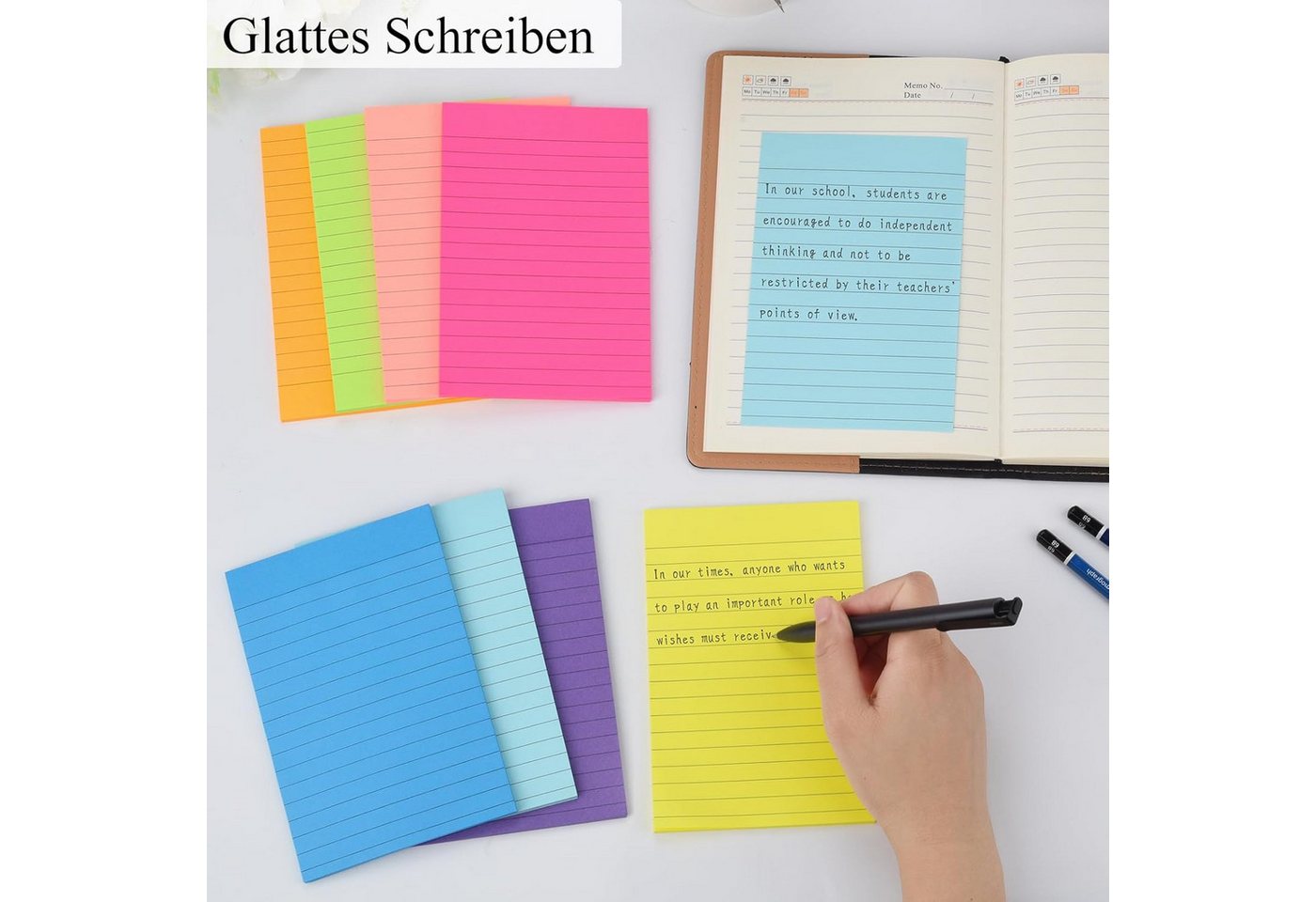 FELIXLEO Haftnotizblock Haftnotizen 8 Blöcke 40 Blatt 100x150 mm Neonfarben bunt. Bild 4