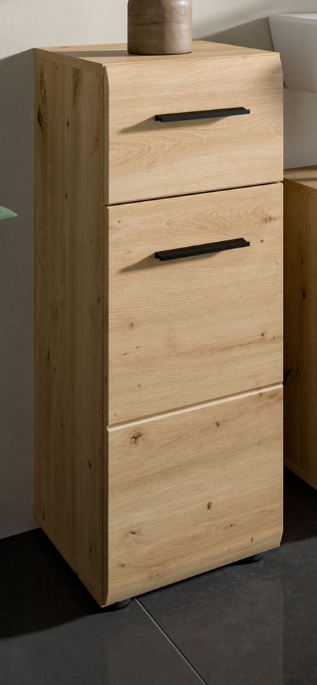 Inn.Furn Badkommode Cover (Badschrank in Eiche Artisan, Tür und Schubkasten, 30 x 80 cm), mit Vollauszug Bild 3