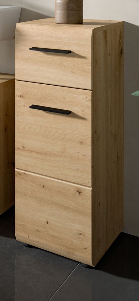 Inn.Furn Badkommode Cover (Badschrank in Eiche Artisan, Tür und Schubkasten, 30 x 80 cm), mit Vollauszug Bild 4