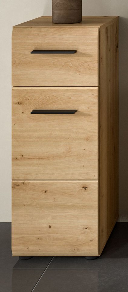 Inn.Furn Badkommode Cover (Badschrank in Eiche Artisan, Tür und Schubkasten, 30 x 80 cm), mit Vollauszug Bild 5