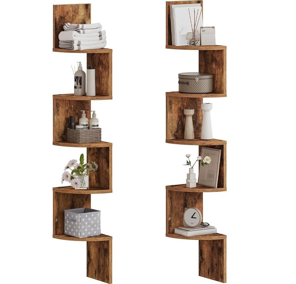 BlingBin Eckregal Wandregal Eckregale zur Wandmontage Bücherregal hängend 5 Ebenen, 1 Packung 2-tlg., Wandablage,Wandeckregal,Hängeregal Schweberegal,Regal,Platzsparend Bild 5