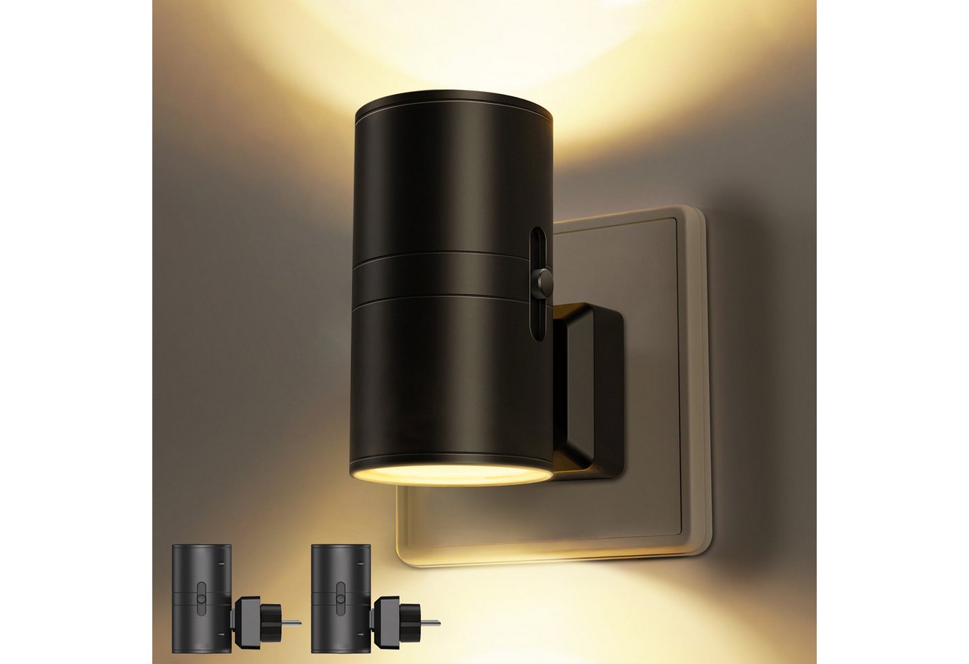 LOHAS-LED Nachtlicht LED Nachtlicht mit Bewegungsmelder, Steckdose Warmweiß 3000K, Keine Funktionen, LED fest integriert, Warmweiß 3000K, Bewegungsmelder 120° Stufenlos dimmbar 0-100LM Augenschonendes
