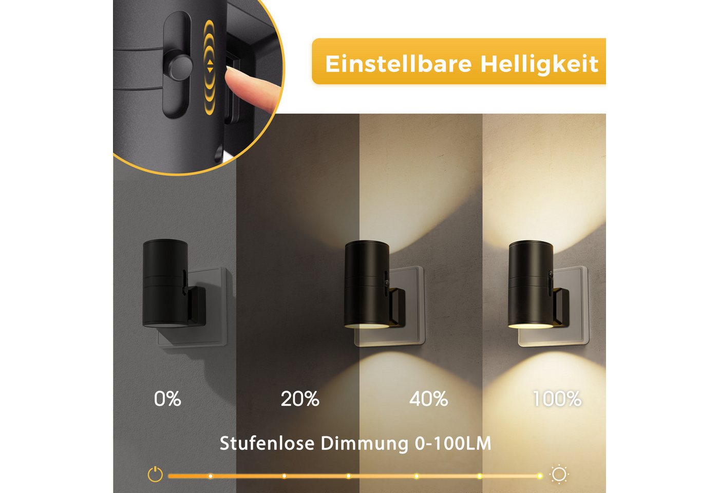 LOHAS-LED Nachtlicht LED Nachtlicht mit Bewegungsmelder, Steckdose Warmweiß 3000K, Keine Funktionen, LED fest integriert, Warmweiß 3000K, Bewegungsmelder 120° Stufenlos dimmbar 0-100LM Augenschonendes Bild 5