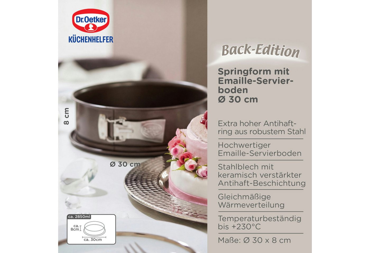 Dr. Oetker Küchenhelfer Springform Springform mit Emaille-Servierboden