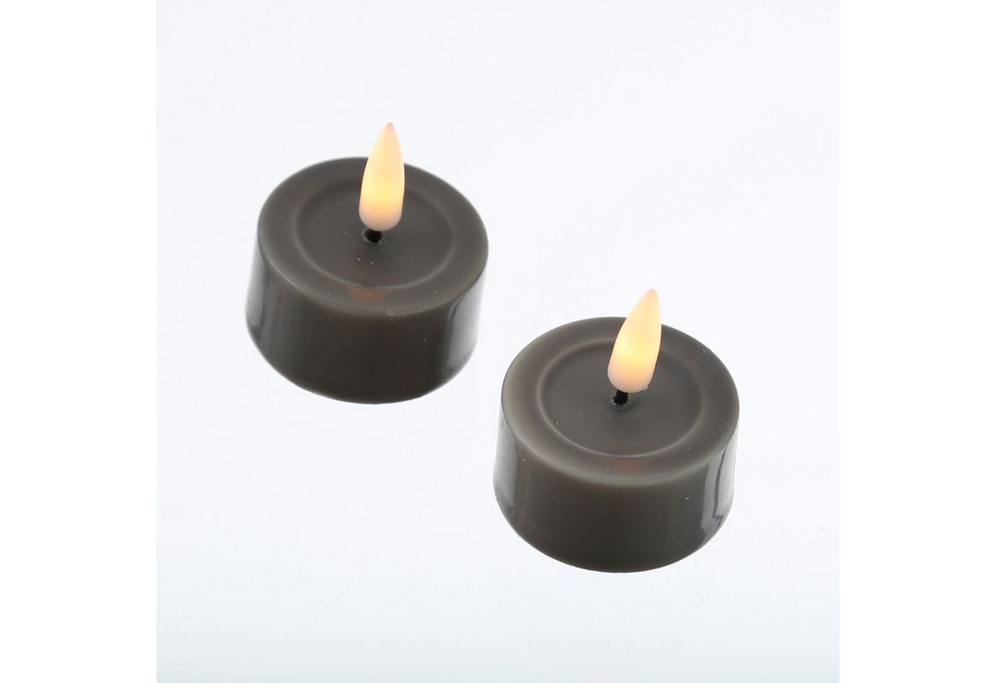 Deluxe Homeart LED-Teelicht LED Teelichter MIA flackernd mit Batterien D: 4,1cm grau 2 stück, LED Classic, warmweiß (2100K bis 3000K) Bild 2