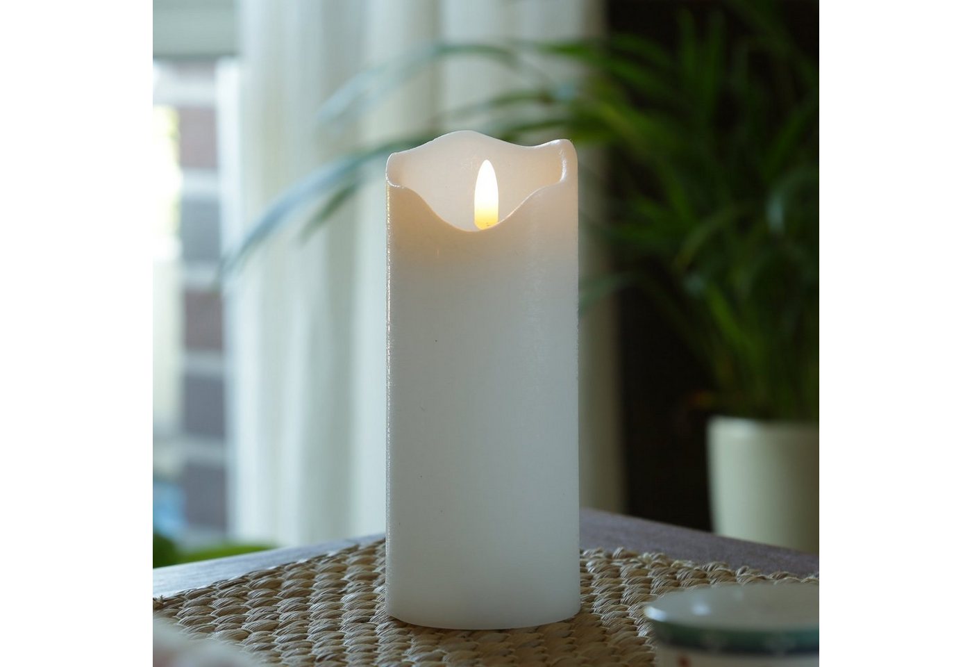 MARELIDA LED-Kerze LED Kerze Rustik Optik Echtwachs flackernd 3D Flamme H:17cm Timer weiß, LED Classic, warmweiß (2100K bis 3000K) Bild 5