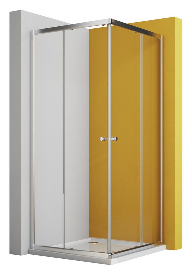 Boromal Eckdusche Duschkabine 75x75 Schiebetür Eckeinstieg Duschwand Dusche 5mm ESG Glas, BxT: 75x75 cm, Einscheibensicherheitsglas, Duschwand Duschabtrennung