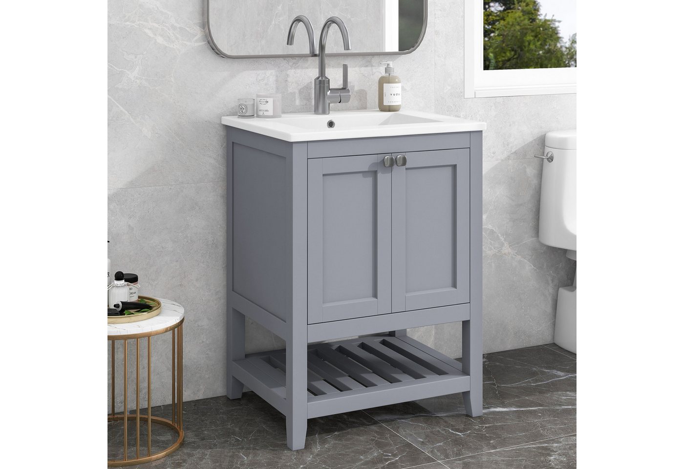 Flieks Waschtisch (1-St), Badezimmerschrank mit Waschbecken, Badmöbel in Breite 60 cm Bild 4