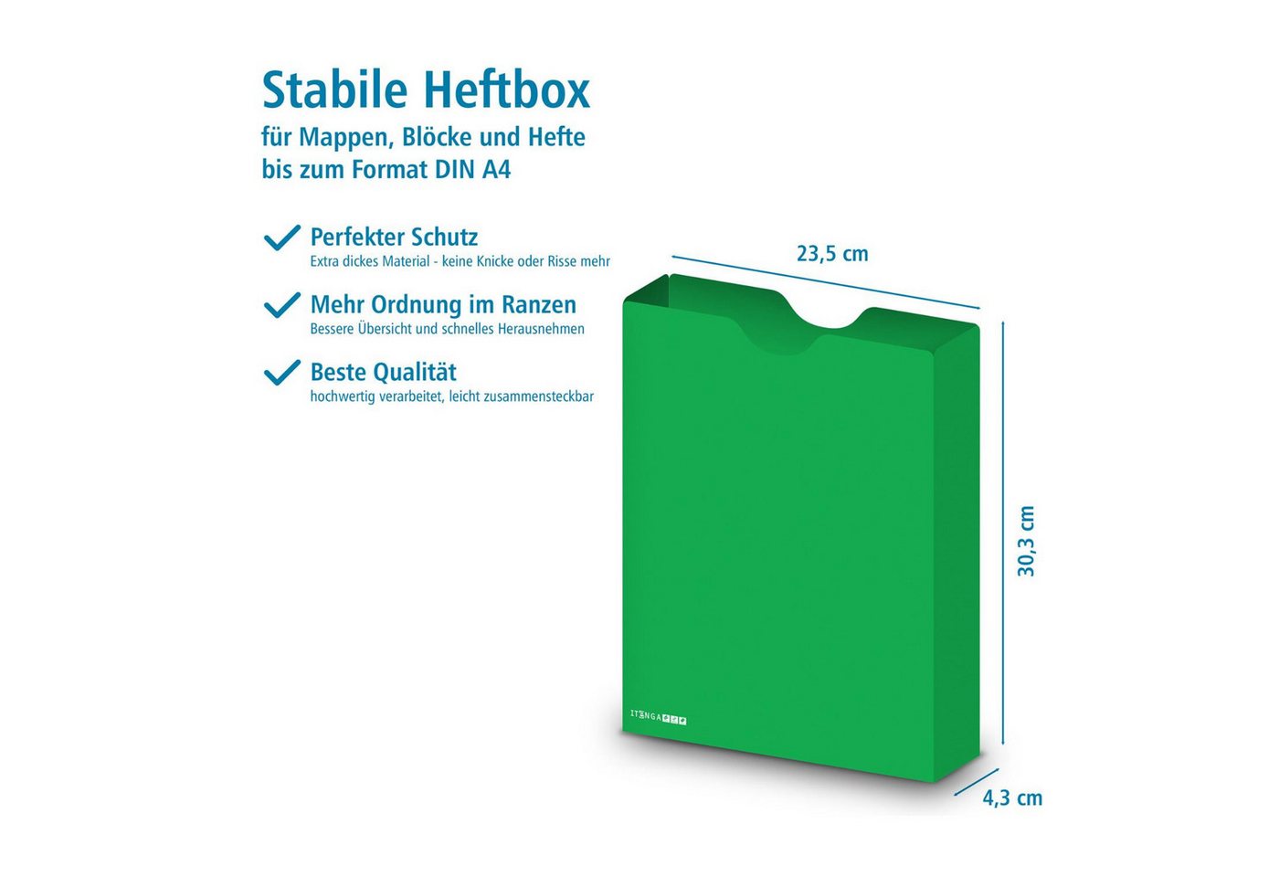 itenga Organisationsmappe itenga Heftbox DIN A4 Hochformat aus PP grün Bild 2