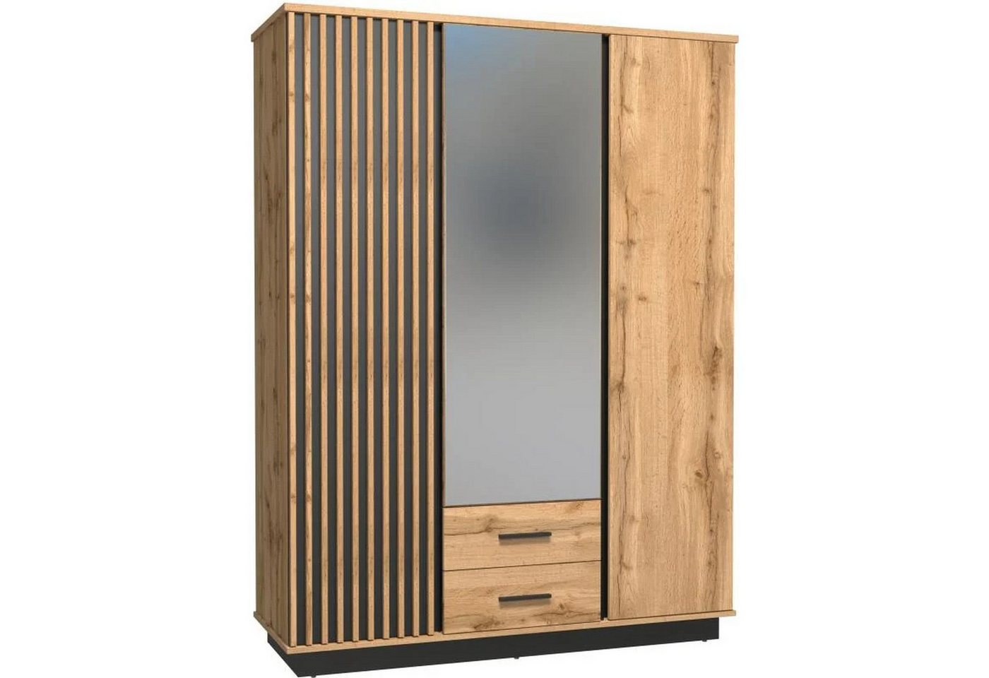 Beautysofa Drehtürenschrank mit Spiegel und zwei Schubladen Lamelo (mit zwei Schubladen, praktisch, viel Stauraum) mit praktischer Kleiderstange, viertürig Bild 2