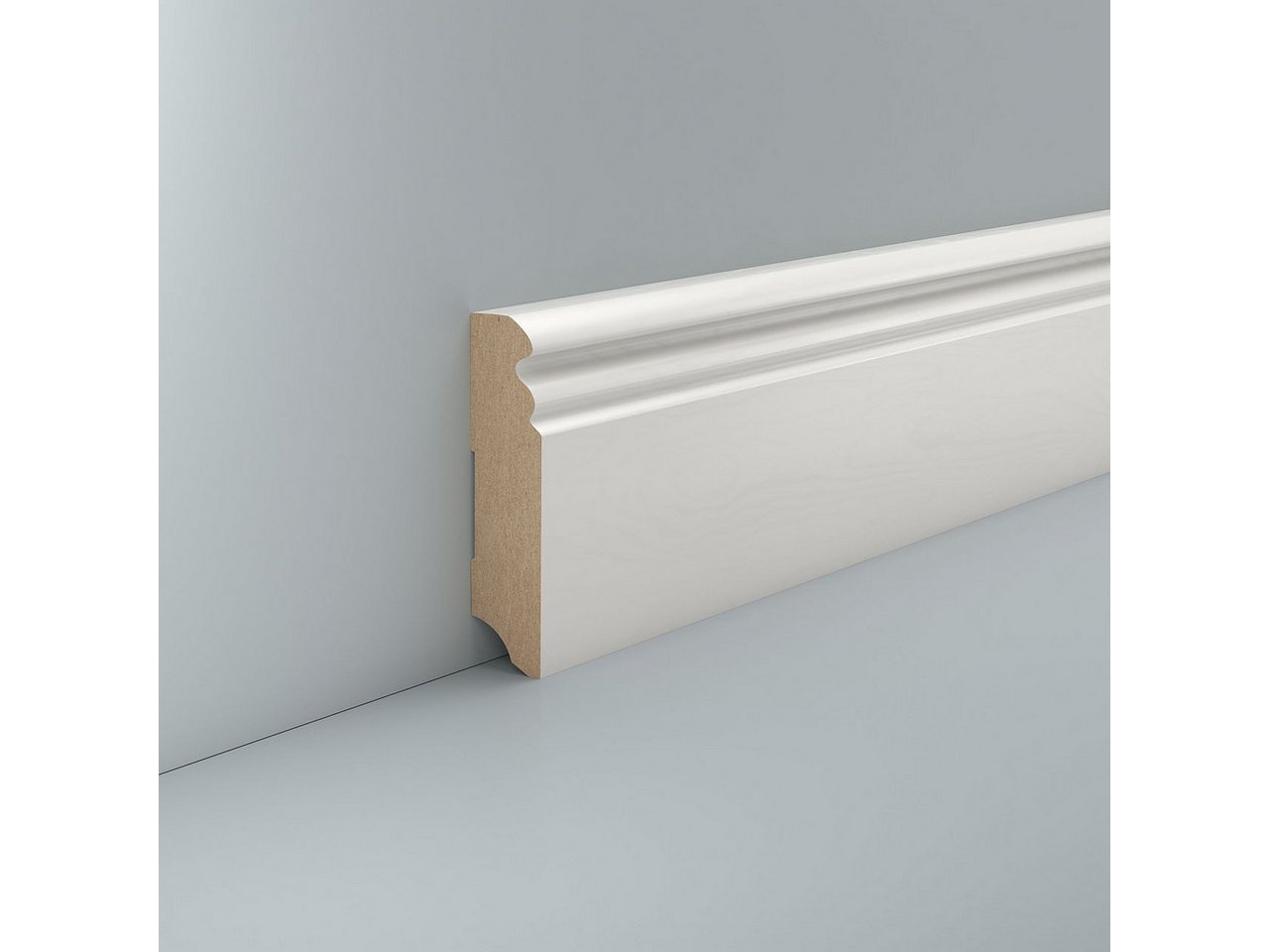 Südbrock Sockelleiste Sockelleiste weiß MDF Hamburger Profil 19 x 80 in RAL 9010, L: 240 cm, H: 8 cm, 1-St.