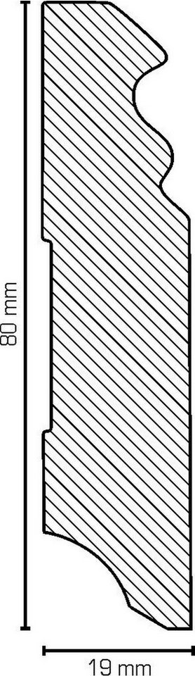 Südbrock Sockelleiste Sockelleiste weiß MDF Hamburger Profil 19 x 80 in RAL 9010, L: 240 cm, H: 8 cm, 1-St. Bild 2
