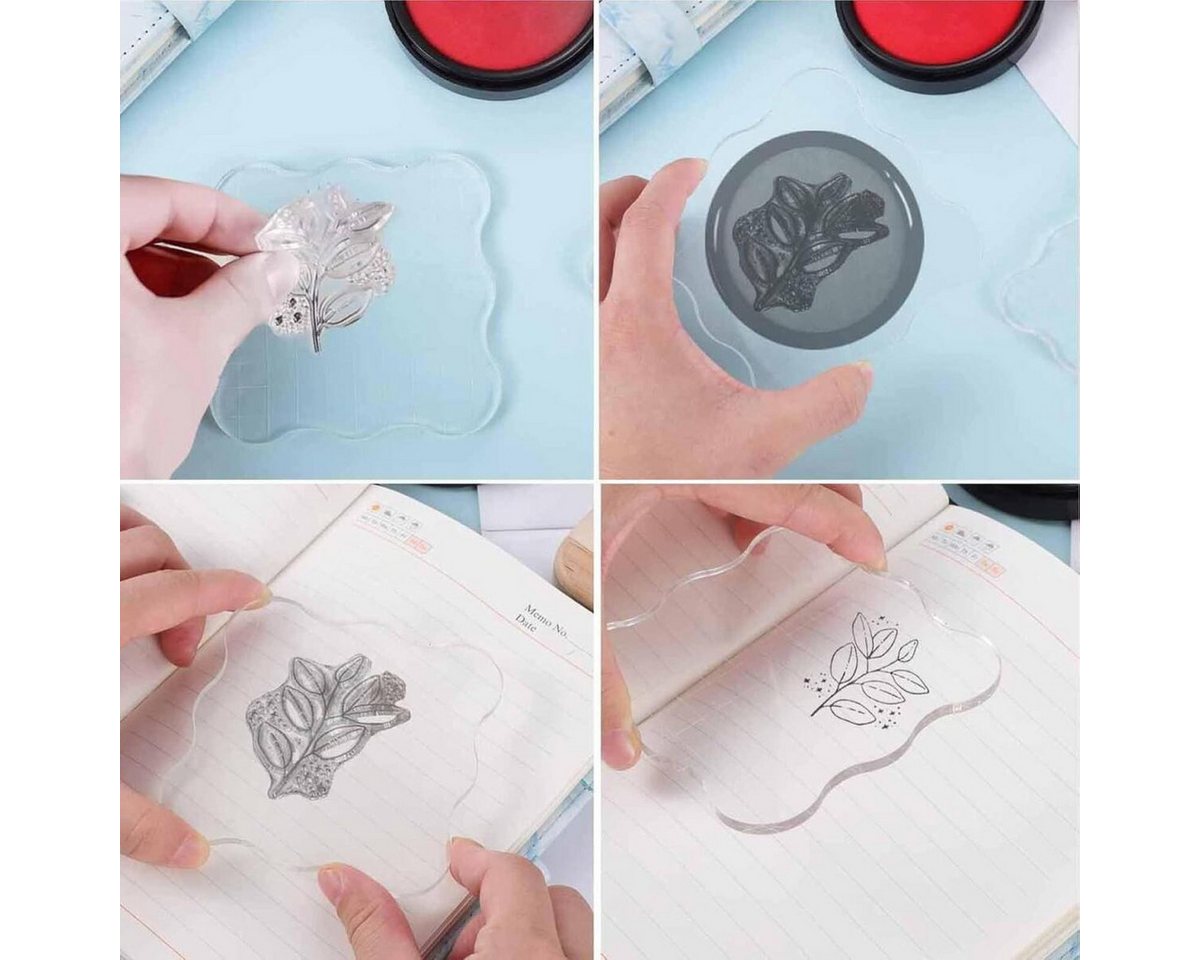 FELIXLEO Stempel Acryl Stempelblock Set 3 Stück Transparent für Scrapbooking Bild 3
