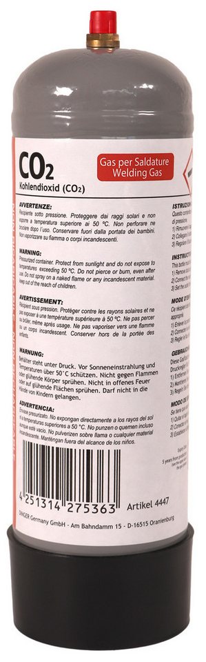 WELDINGER Gas Schutzgas Einwegflasche CO² 1 Liter Kohlendioxid MAG-Schweißen, MAG-Schweißen