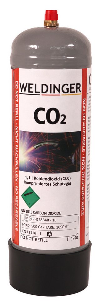 WELDINGER Gas Schutzgas Einwegflasche CO² 1 Liter Kohlendioxid MAG-Schweißen, MAG-Schweißen Bild 2