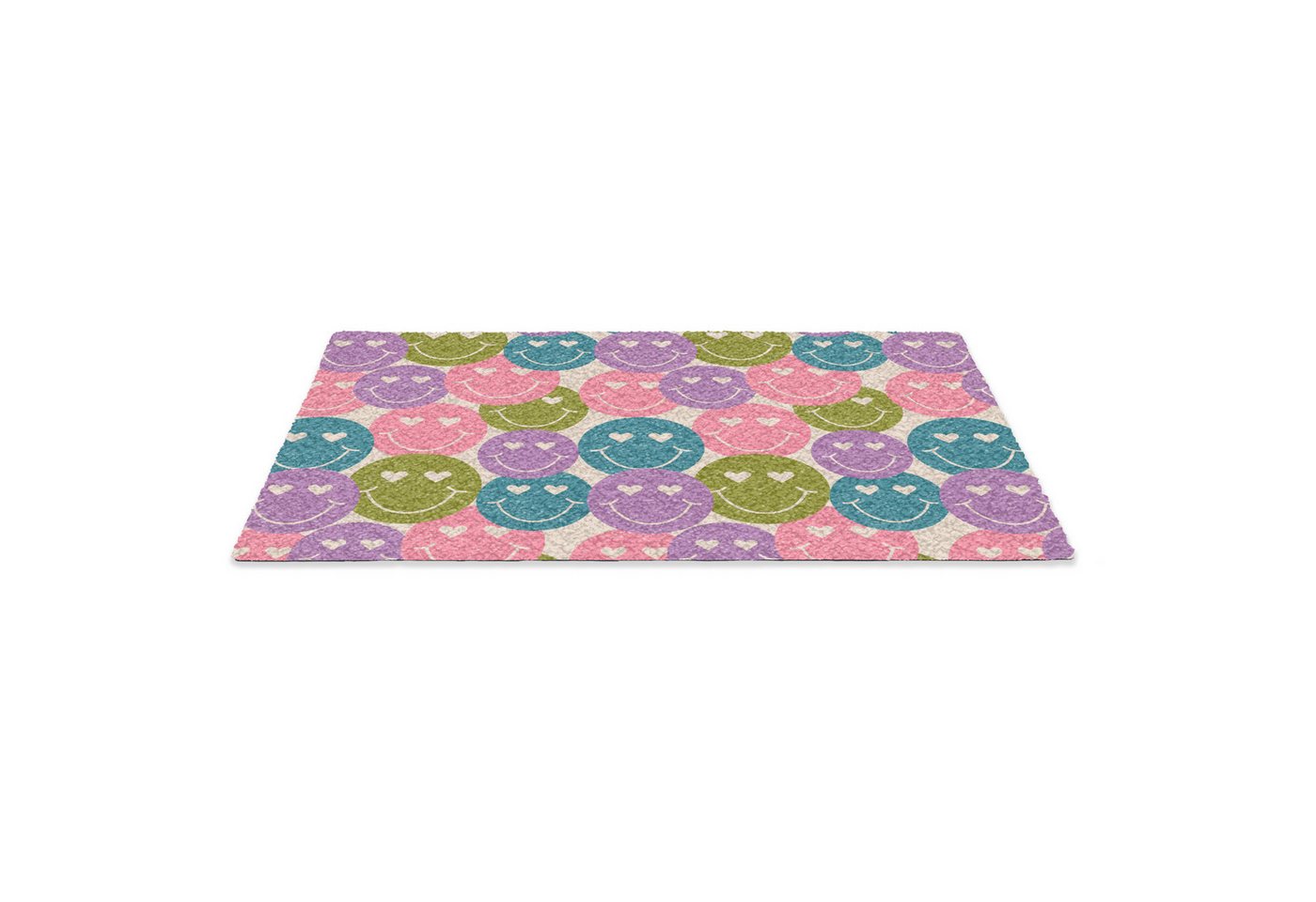 MuchoWow Fußmatte Muster - Smiley - Bunt - Herzen, Rechteckig, innen Schmutzfangmatte, Tür, Schmutzfänger Flur, Teppich 60x40 cm
