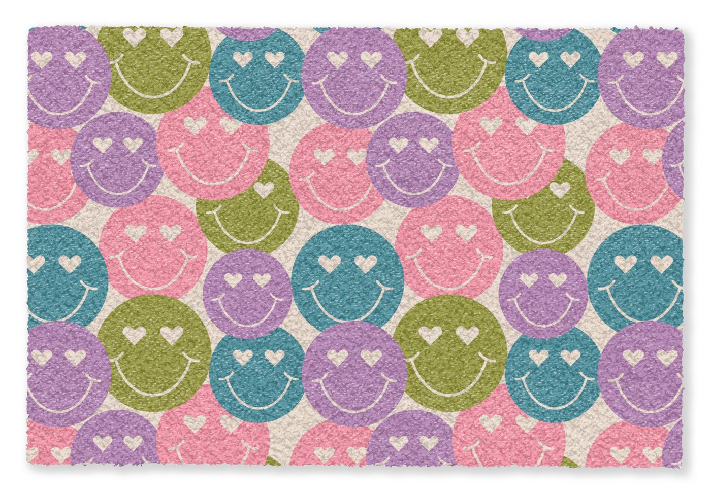 MuchoWow Fußmatte Muster - Smiley - Bunt - Herzen, Rechteckig, innen Schmutzfangmatte, Tür, Schmutzfänger Flur, Teppich 60x40 cm Bild 2