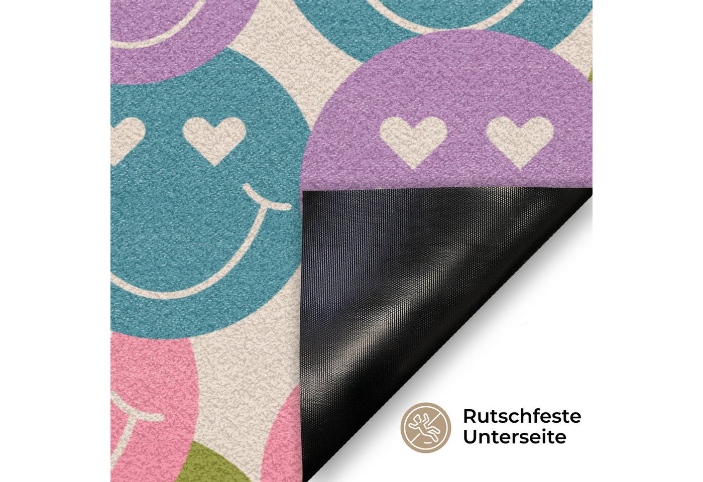 MuchoWow Fußmatte Muster - Smiley - Bunt - Herzen, Rechteckig, innen Schmutzfangmatte, Tür, Schmutzfänger Flur, Teppich 60x40 cm Bild 5