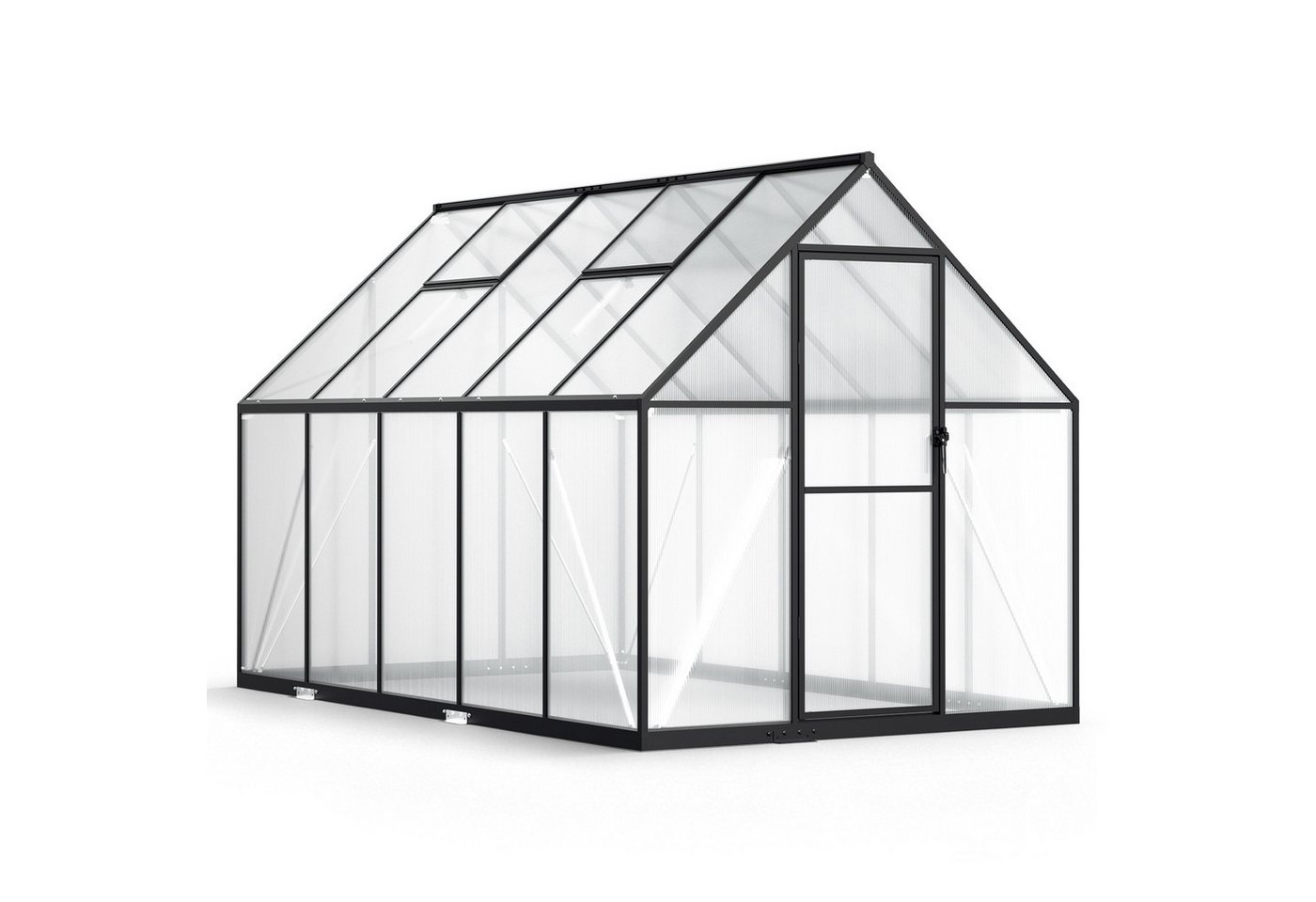 Clanmacy Gewächshaus Aluminium-Gewächshaus 280 × 170 × 195 cm, Schwarz
