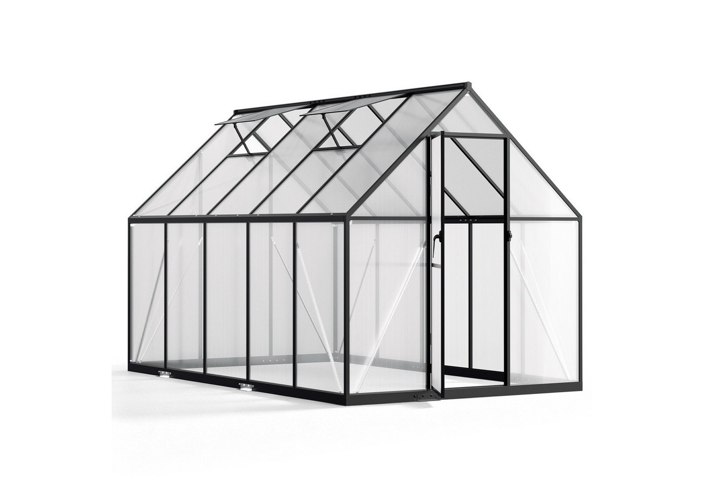 Clanmacy Gewächshaus Aluminium-Gewächshaus 280 × 170 × 195 cm, Schwarz Bild 3